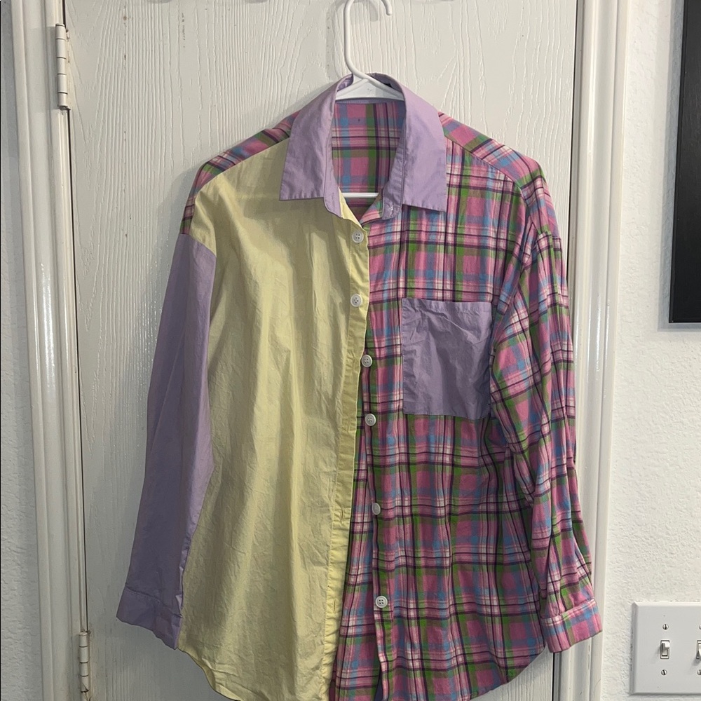 SHEIN Purple and Yellow Plaid Men's Shirt